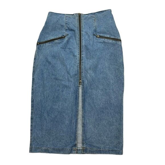 Dresses & Skirts - Vintage‎ Ladies 80’s Zipper Front Denim Maxi Skirt Size 14